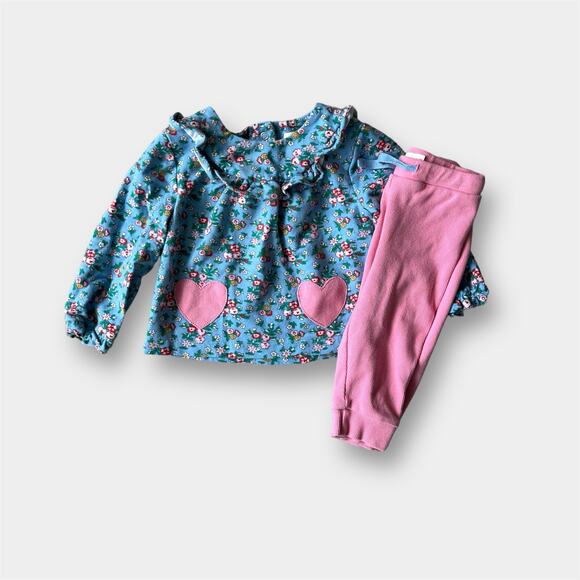 Mini Boden Cosy Ruffle Playset Dusty Blue Flower Bouquet 6-9 Months - Picture 1 of 13